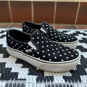Vans Classic Slip-On Platform Black and White Polka Dot